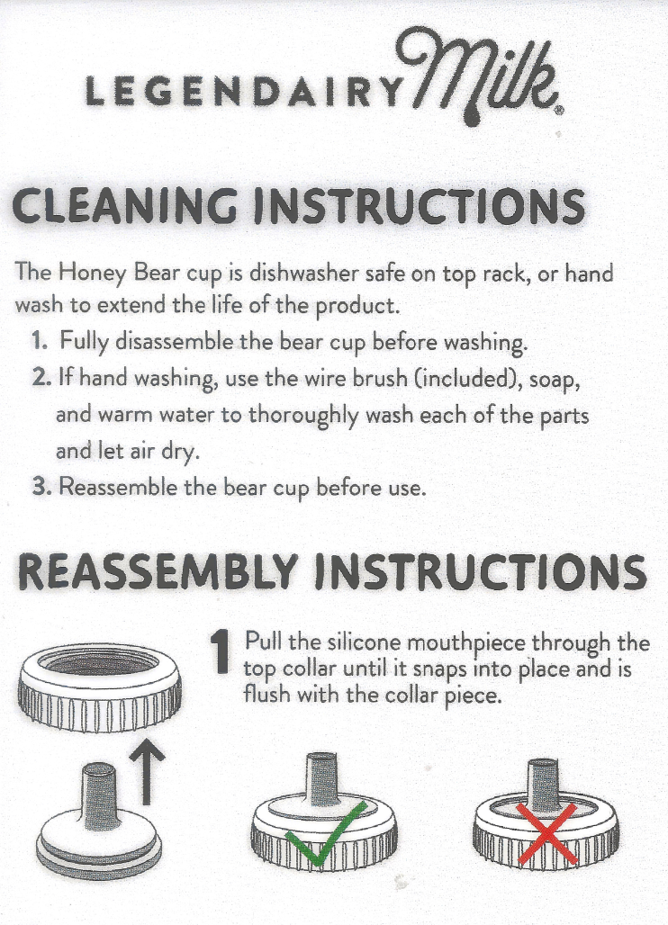 cleaning and reassembly of the honey bear cup from legendairy milk
