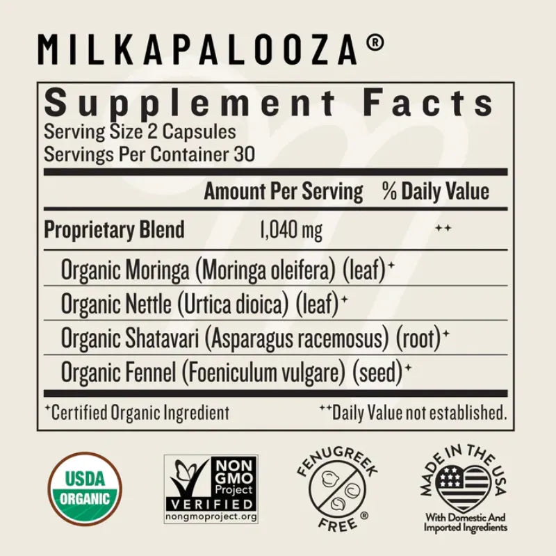 supplement facts for legendairy milk - milkapalooza lactation supplement to increase milk supply