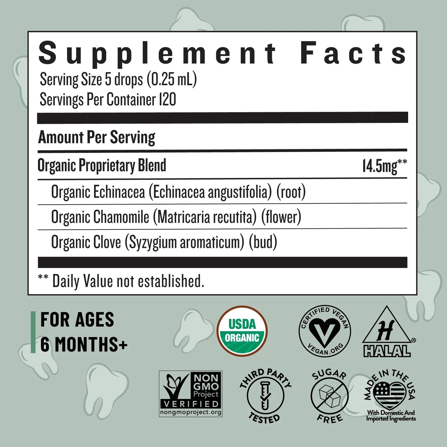 organic baby teething gel supplement facts
