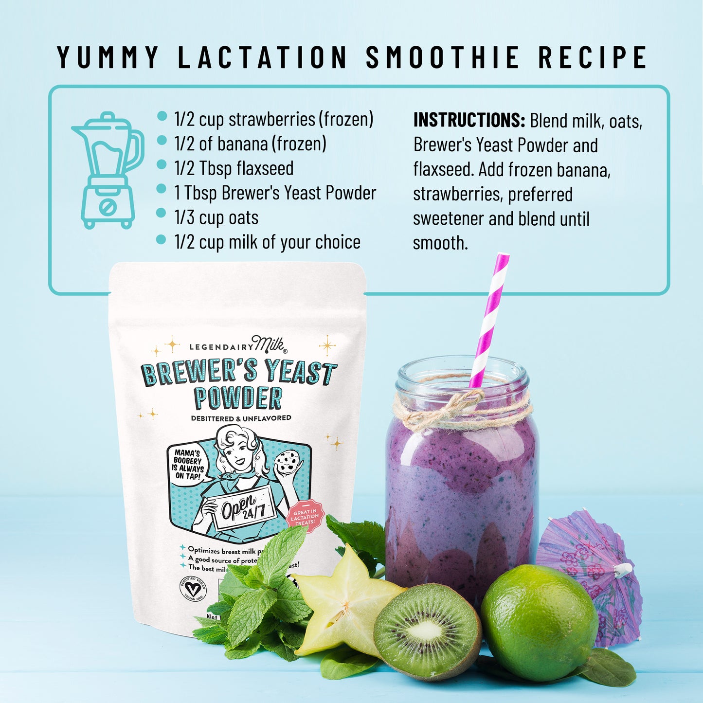 Recipe for Lactation Smoothie Using Brewer's Yeast Powder