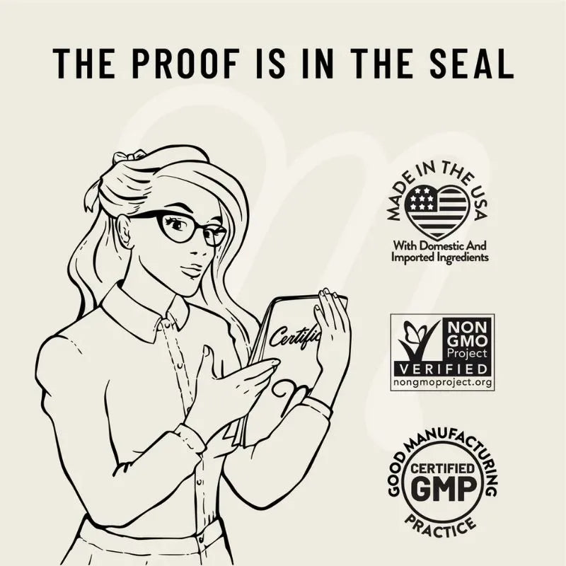 certified quality: made in usa, non gmo verified, GMP