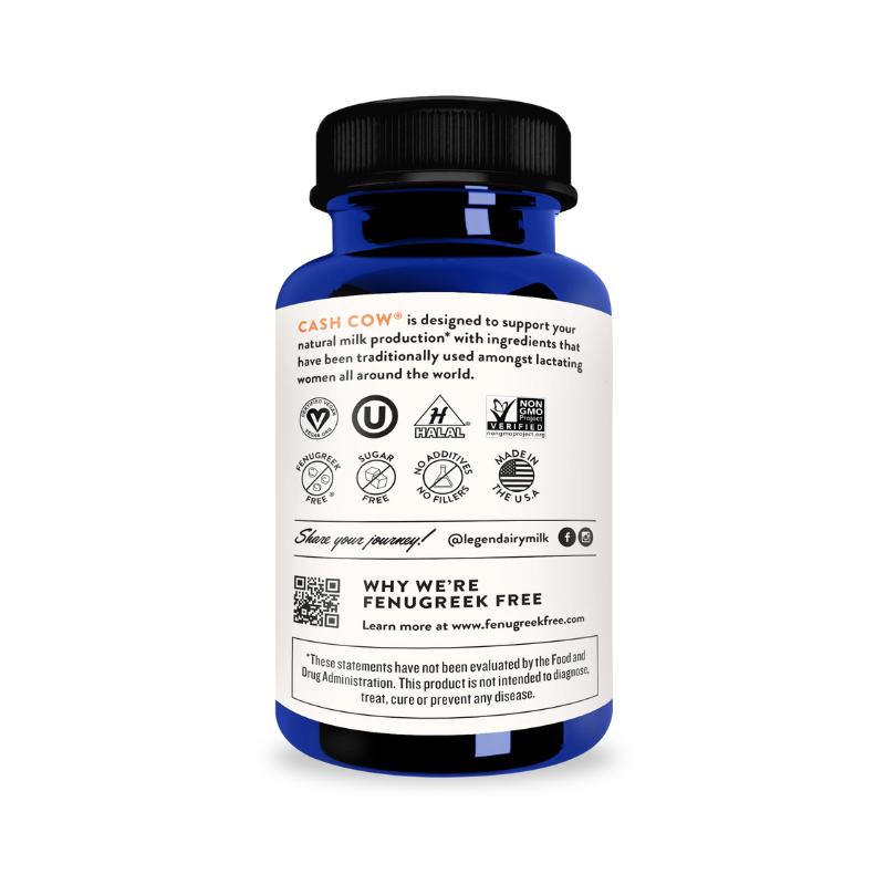 cash cow supplement bottle packaging rear view
