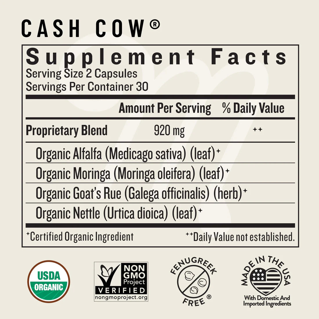 cash cow supplement facts