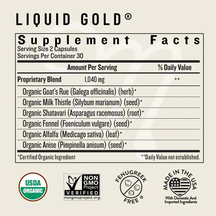 liquid gold supplement facts label