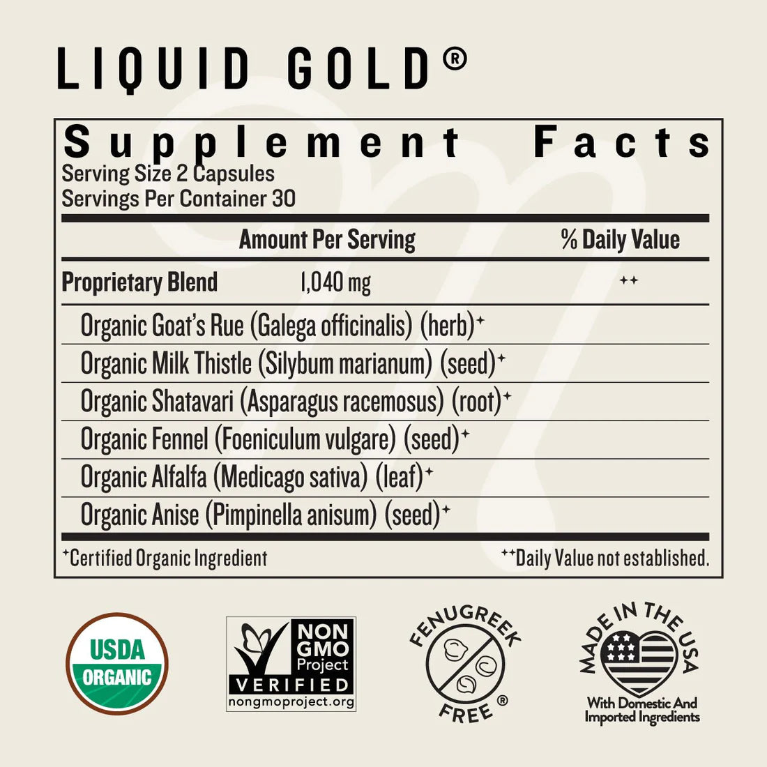 liquid gold supplement facts