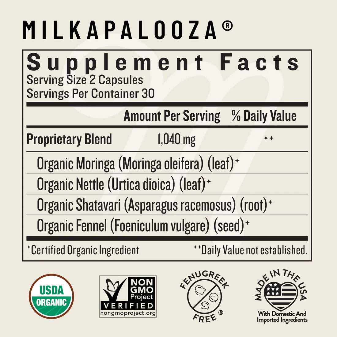 milkapalooza supplement facts