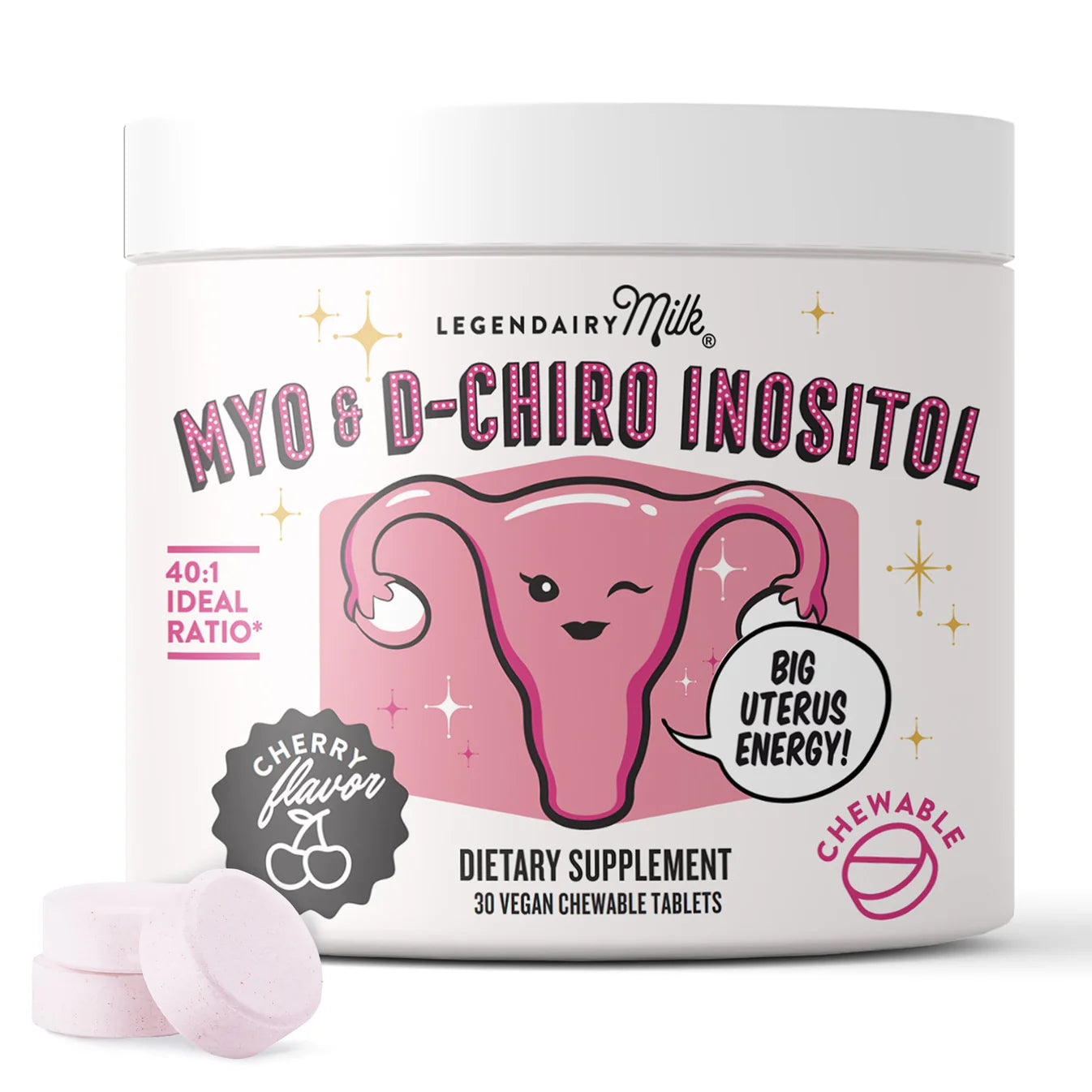 chery favoured myo and d chiro inositol vegan chewables supplements