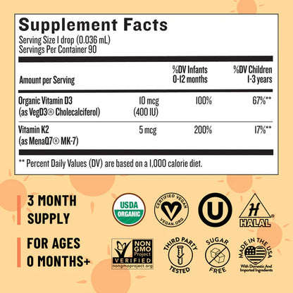 Baby Vitamin D3 & K2 Liquid Drops