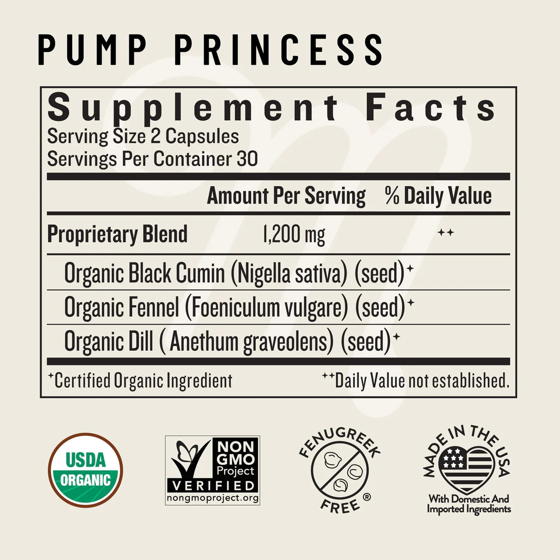 pump princess supplement facts