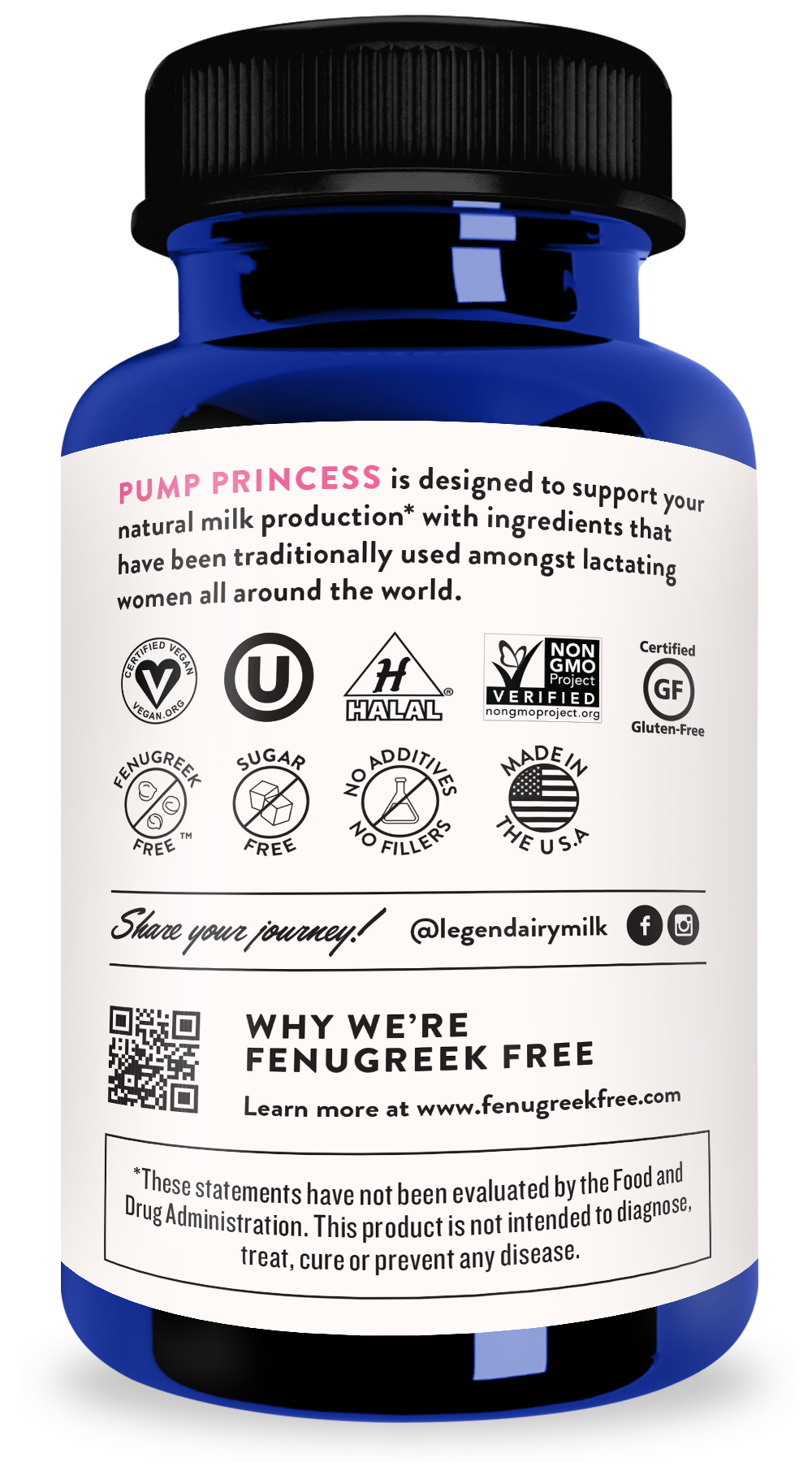 pump princess supplement bottle packaging rear view